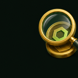 3D magnifying glass icon verifying a token